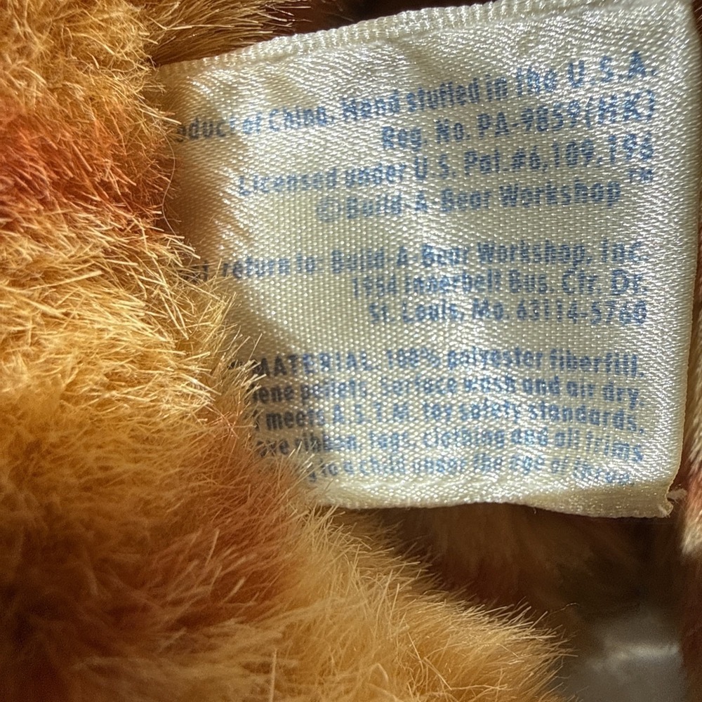 Build A Bear Retired Cat Plush Orange Striped Tabby Kitty 18" Brown Eyes Red Bow - Picture 5 of 7